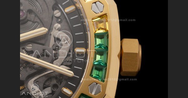 Royal Oak 41mm Frosted 15412 YG THBF 1:1 Best Edition Rainbow Bezel on RG Bracelet SA3132 V2 - Image 8