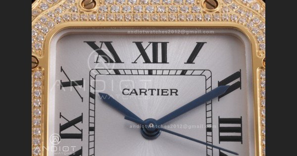Santos de Cartier 35mm BVF 1:1 Best Edition YG White Dial Diamond Bezel on YG Smart-Links Bracelet MIYOTA 9039 - Image 4