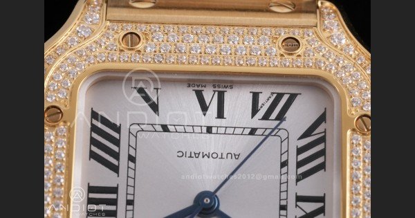 Santos de Cartier 35mm BVF 1:1 Best Edition YG White Dial Diamond Bezel on YG Smart-Links Bracelet MIYOTA 9039 - Image 6