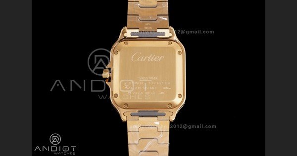 Santos de Cartier 35mm BVF 1:1 Best Edition YG White Dial Diamond Bezel on YG Smart-Links Bracelet MIYOTA 9039 - Image 8