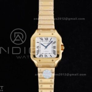 Santos de Cartier 35mm BVF 1:1 Best Edition YG White Dial on YG Smart-Links Bracelet MIYOTA 9039