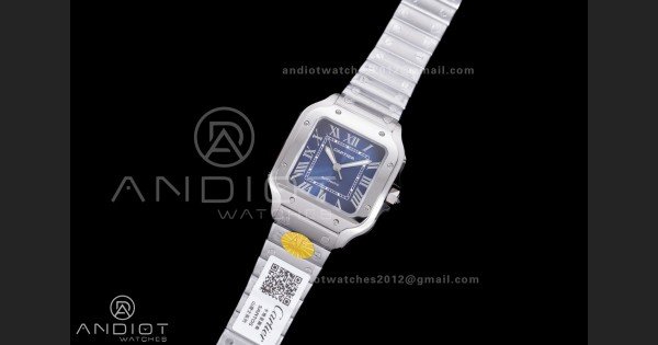 Santos de Cartier 35mm SS AF 1:1 Best Edition Blue Dial on SS SmartLinks Bracelet MIYOTA 9015 - Image 2