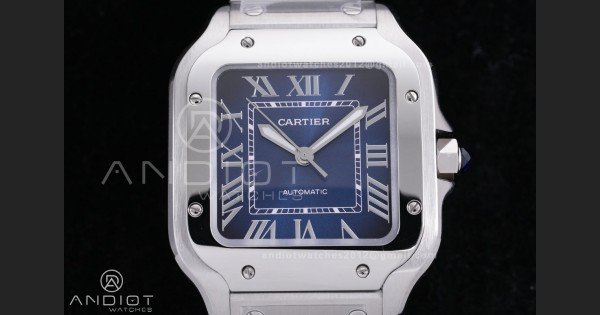 Santos de Cartier 35mm SS AF 1:1 Best Edition Blue Dial on SS SmartLinks Bracelet MIYOTA 9015 - Image 3