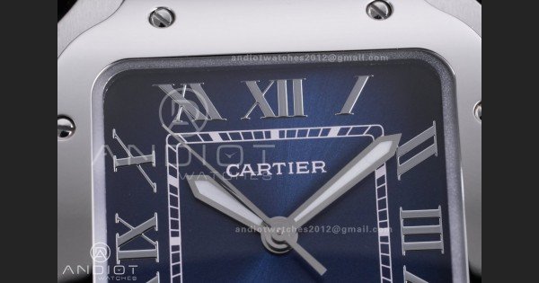 Santos de Cartier 35mm SS AF 1:1 Best Edition Blue Dial on SS SmartLinks Bracelet MIYOTA 9015 - Image 4