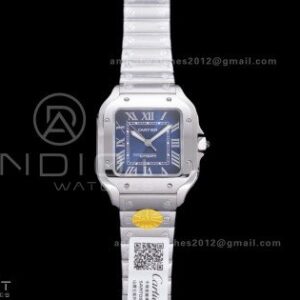 Santos de Cartier 35mm SS AF 1:1 Best Edition Blue Dial on SS SmartLinks Bracelet MIYOTA 9015