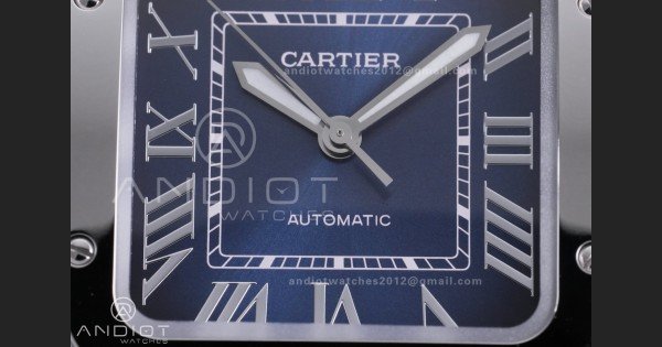 Santos de Cartier 35mm SS AF 1:1 Best Edition Blue Dial on SS SmartLinks Bracelet MIYOTA 9015 - Image 5