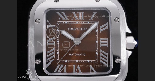 Santos de Cartier 35mm SS AF 1:1 Best Edition Brown Dial on SS SmartLinks Bracelet MIYOTA 9015 - Image 3