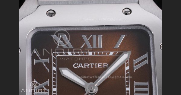 Santos de Cartier 35mm SS AF 1:1 Best Edition Brown Dial on SS SmartLinks Bracelet MIYOTA 9015 - Image 4