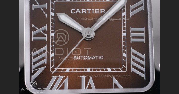 Santos de Cartier 35mm SS AF 1:1 Best Edition Brown Dial on SS SmartLinks Bracelet MIYOTA 9015 - Image 5