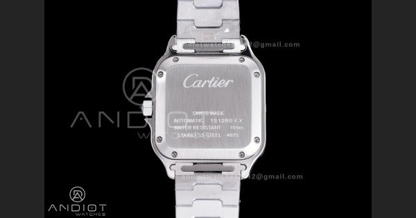Santos de Cartier 35mm SS AF 1:1 Best Edition Full Diamond Bezel Blue Dial on SS SmartLinks Bracelet MIYOTA 9015 - Image 7
