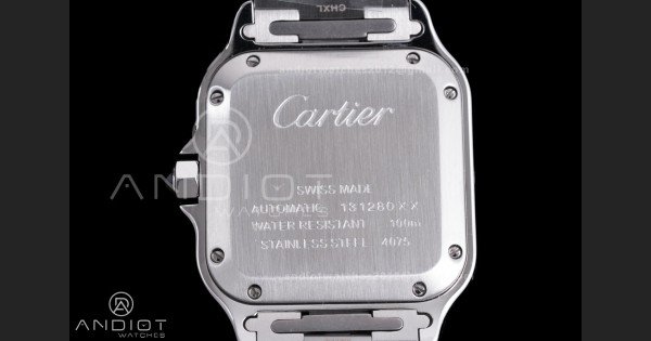 Santos de Cartier 35mm SS AF 1:1 Best Edition Full Diamond Bezel Blue Dial on SS SmartLinks Bracelet MIYOTA 9015 - Image 8