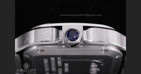 Santos de Cartier 35mm SS AF 1:1 Best Edition Full Diamond Bezel Blue Dial on SS SmartLinks Bracelet MIYOTA 9015 - Image 9