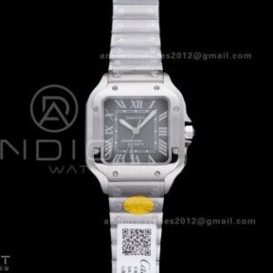 Santos de Cartier 35mm SS AF 1:1 Best Edition Gray Dial on SS SmartLinks Bracelet MIYOTA 9015