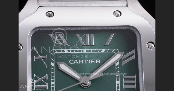 Santos de Cartier 35mm SS AF 1:1 Best Edition Green Dial on SS SmartLinks Bracelet MIYOTA 9015 - Image 4