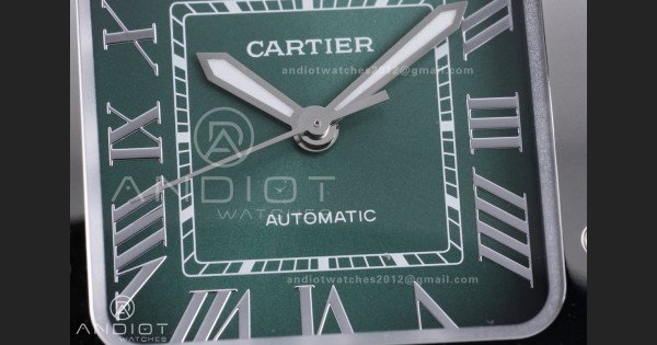 Santos de Cartier 35mm SS AF 1:1 Best Edition Green Dial on SS SmartLinks Bracelet MIYOTA 9015 - Image 5