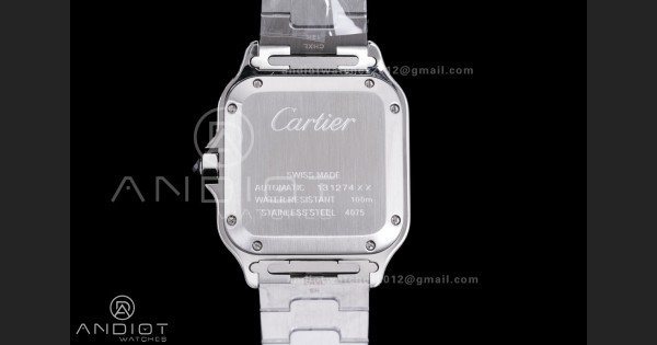 Santos de Cartier 35mm SS AF 1:1 Best Edition Green Dial on SS SmartLinks Bracelet MIYOTA 9015 - Image 6