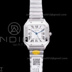 Santos de Cartier 35mm SS AF 1:1 Best Edition White Dial on SS SmartLinks Bracelet MIYOTA 9015