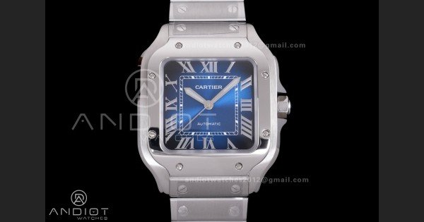 Santos de Cartier 35mm SS BVF 1:1 Best Edition Blue Dial on SS SmartLinks Bracelet MIYOTA 9039 - Image 3