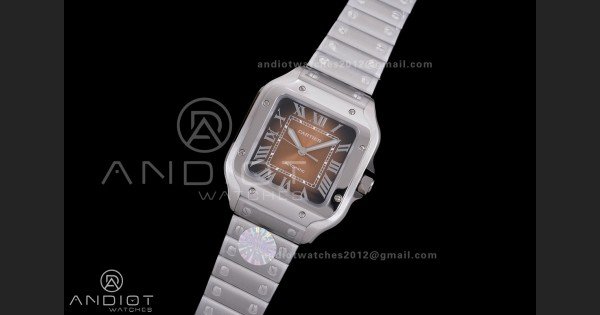 Santos de Cartier 35mm SS BVF 1:1 Best Edition Brown Dial on SS SmartLinks Bracelet MIYOTA 9039 - Image 2