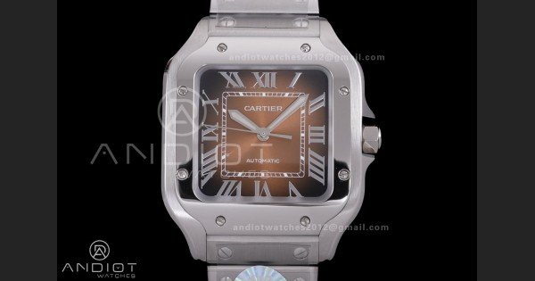 Santos de Cartier 35mm SS BVF 1:1 Best Edition Brown Dial on SS SmartLinks Bracelet MIYOTA 9039 - Image 3