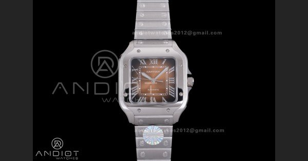 Santos de Cartier 35mm SS BVF 1:1 Best Edition Brown Dial on SS SmartLinks Bracelet MIYOTA 9039