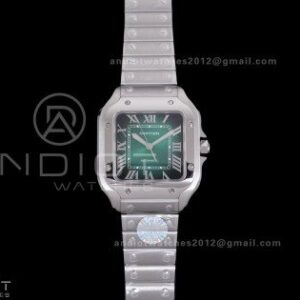 Santos de Cartier 35mm SS BVF 1:1 Best Edition Green Dial on SS SmartLinks Bracelet MIYOTA 9039