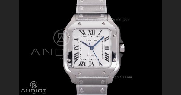 Santos de Cartier 35mm SS BVF 1:1 Best Edition White Dial on SS SmartLinks Bracelet MIYOTA 9015 - Image 3