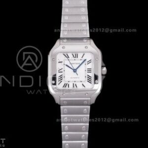Santos de Cartier 35mm SS BVF 1:1 Best Edition White Dial on SS SmartLinks Bracelet MIYOTA 9015