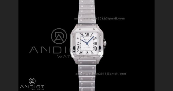 Santos de Cartier 35mm SS BVF 1:1 Best Edition White Dial on SS SmartLinks Bracelet MIYOTA 9015