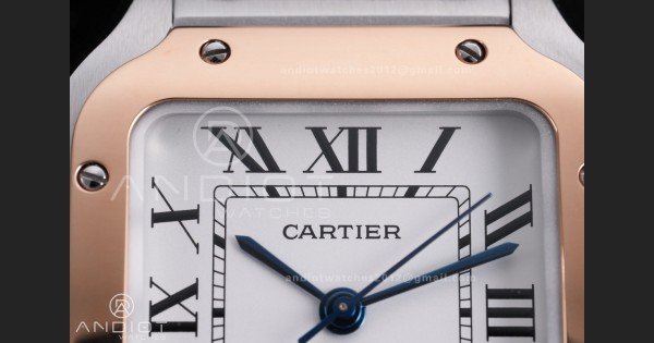 Santos de Cartier 35mm SS/RG AF 1:1 Best Edition White Dial on SS SmartLinks Bracelet MIYOTA 9015 - Image 4