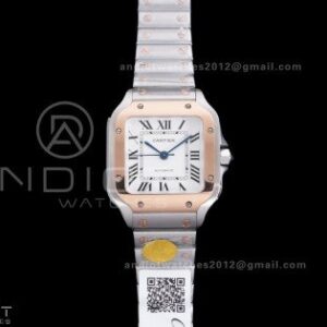 Santos de Cartier 35mm SS/RG AF 1:1 Best Edition White Dial on SS SmartLinks Bracelet MIYOTA 9015