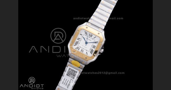 Santos de Cartier 35mm SS/YG AF 1:1 Best Edition White Dial on SS SmartLinks Bracelet MIYOTA 9015 - Image 2