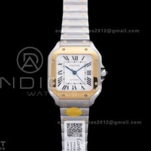 Santos de Cartier 35mm SS/YG AF 1:1 Best Edition White Dial on SS SmartLinks Bracelet MIYOTA 9015