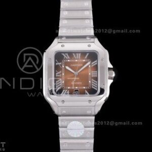 Santos de Cartier 40mm BVF 1:1 Best Edition Brown Dial on SS SmartLinks Bracelet MIYOTA 9015