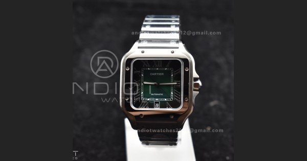 Santos de Cartier 40mm BVF 1:1 Best Edition Green Dial on SS SmartLinks Bracelet MIYOTA 9015 - Image 2