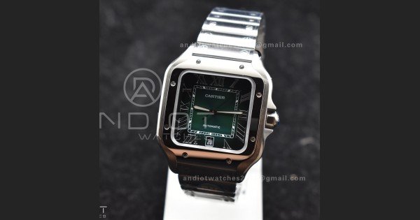 Santos de Cartier 40mm BVF 1:1 Best Edition Green Dial on SS SmartLinks Bracelet MIYOTA 9015