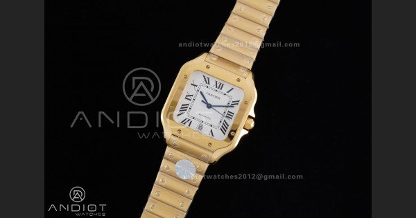 Santos de Cartier 40mm BVF 1:1 Best Edition YG White Dial on YG Smart-Links Bracelet MIYOTA 9019 - Image 2