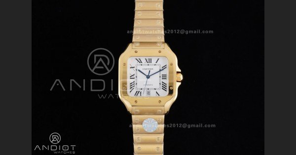 Santos de Cartier 40mm BVF 1:1 Best Edition YG White Dial on YG Smart-Links Bracelet MIYOTA 9019