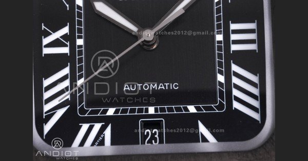 Santos de Cartier 40mm PVD BVF 1:1 Best Edition Black Dial on Black Leather Strap MIYOTA 9015 - Image 5