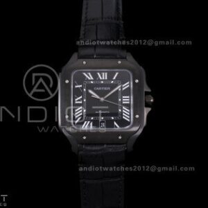 Santos de Cartier 40mm PVD BVF 1:1 Best Edition Black Dial on Rubber Strap MIYOTA 9015