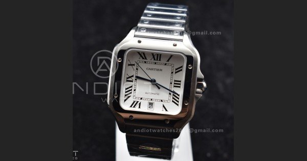 Santos de Cartier 40mm SS 2018 BVF 1:1 Best Edition White Dial on SS SmartLinks Bracelet MIYOTA 9015 V2