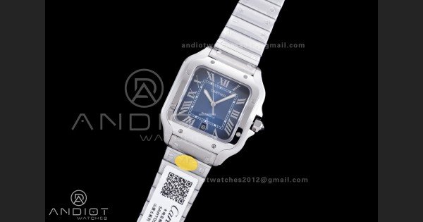 Santos de Cartier 40mm SS AF 1:1 Best Edition Blue Dial on SS SmartLinks Bracelet MIYOTA 9015 - Image 2