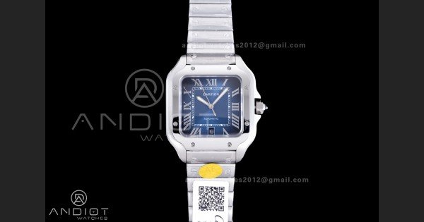 Santos de Cartier 40mm SS AF 1:1 Best Edition Blue Dial on SS SmartLinks Bracelet MIYOTA 9015