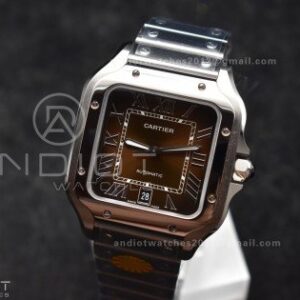 Santos de Cartier 40mm SS AF 1:1 Best Edition Brown Dial on SS Smart Links Bracelet MIYOTA 9015