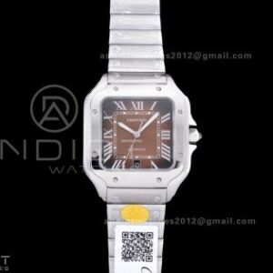 Santos de Cartier 40mm SS AF 1:1 Best Edition BrownDial on SS SmartLinks Bracelet MIYOTA 9015