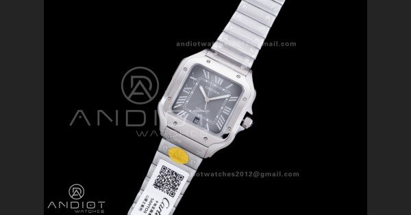Santos de Cartier 40mm SS AF 1:1 Best Edition Grey Dial on SS SmartLinks Bracelet MIYOTA 9015 - Image 2