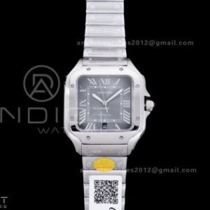 Santos de Cartier 40mm SS AF 1:1 Best Edition Grey Dial on SS SmartLinks Bracelet MIYOTA 9015