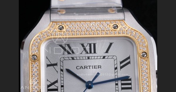 Santos de Cartier 40mm SS AF 1:1 Best Edition White Dial YG Diamond Bezel on SS SmartLinks Bracelet MIYOTA 9015 - Image 4