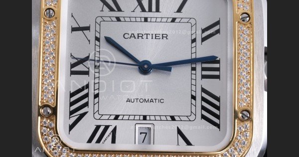 Santos de Cartier 40mm SS AF 1:1 Best Edition White Dial YG Diamond Bezel on SS SmartLinks Bracelet MIYOTA 9015 - Image 5