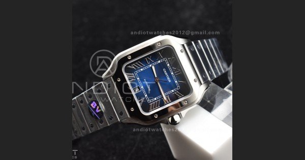Santos de Cartier 40mm SS BVF 1:1 Best Edition Blue Dial on SS SmartLinks Bracelet MIYOTA 9015 V2 - Image 3